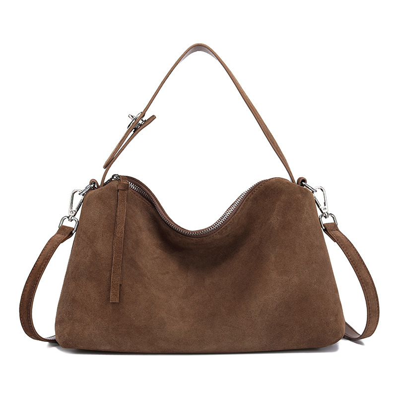 Genuine Suede Leather Tote Shoulder Bag - Image 7