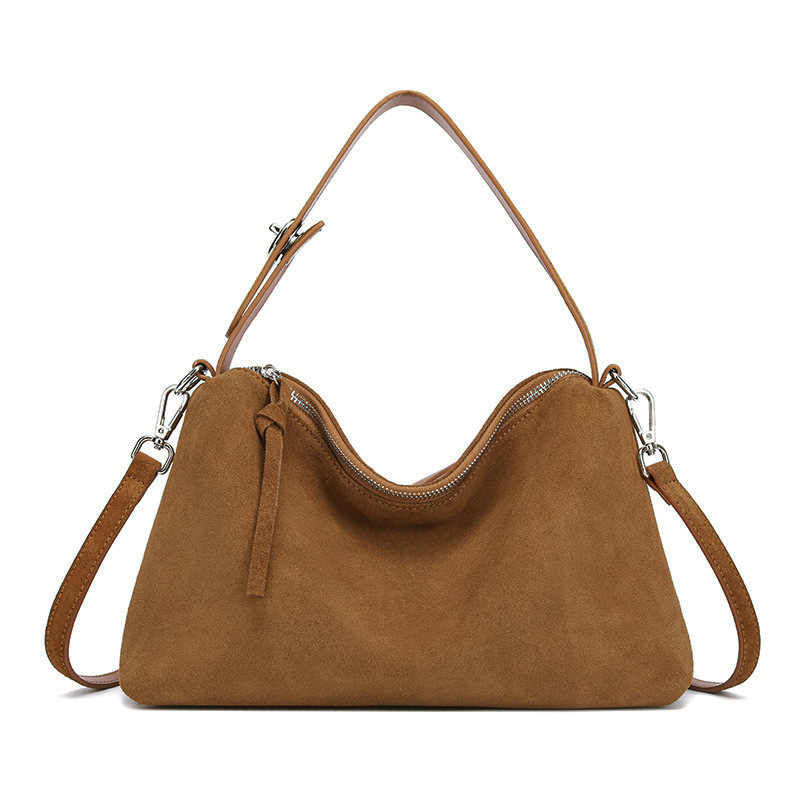 Genuine Suede Leather Tote Shoulder Bag - Image 2