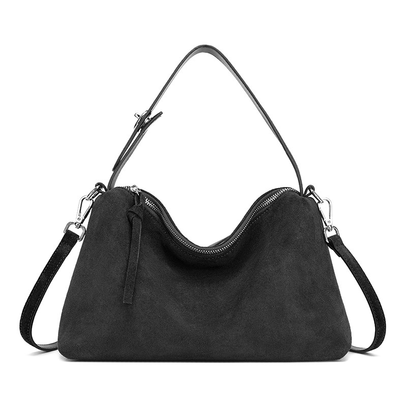 Genuine Suede Leather Tote Shoulder Bag - Image 5