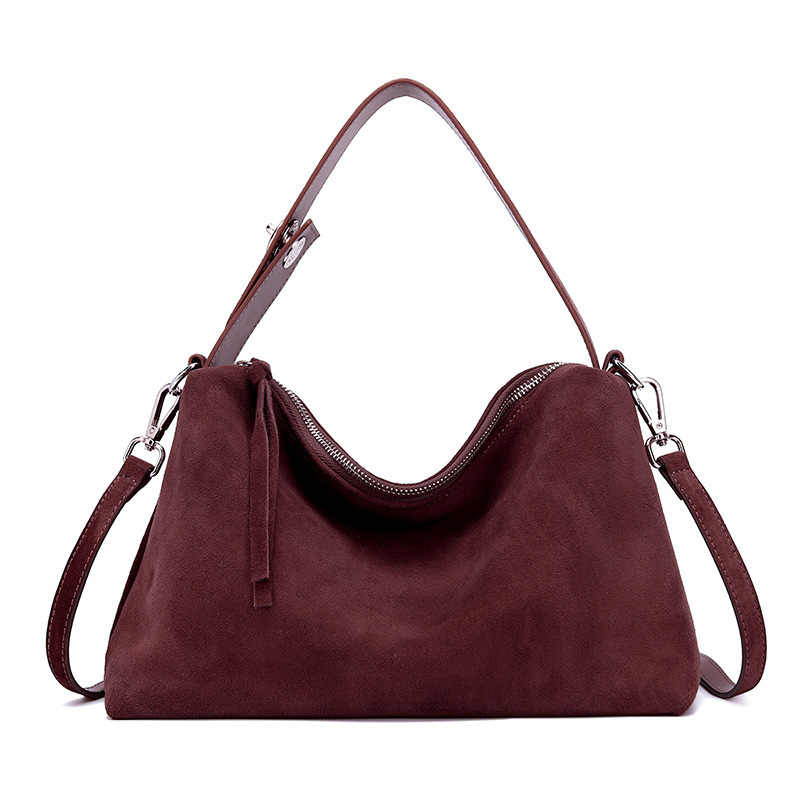 Genuine Suede Leather Tote Shoulder Bag - Image 3